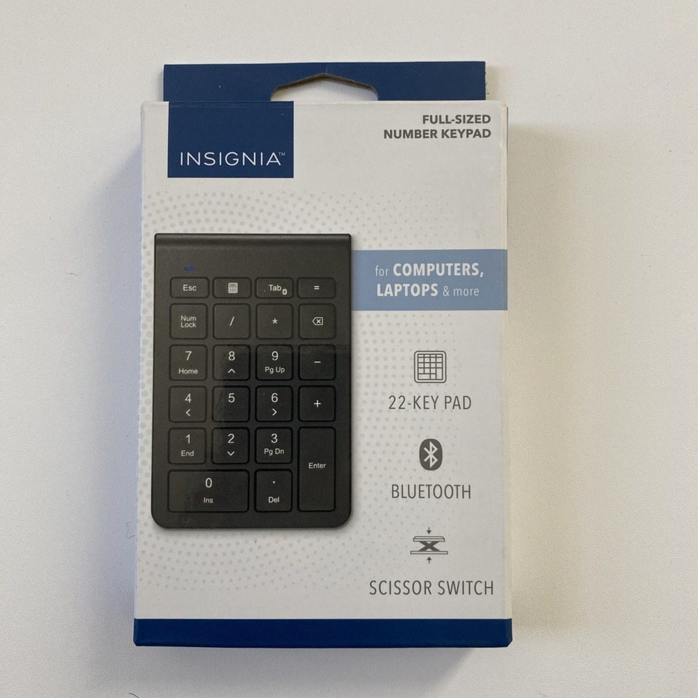 Insignia - 22-Key Bluetooth Scissor Switch Number‎ Keypad Windows, macOS, Ipad